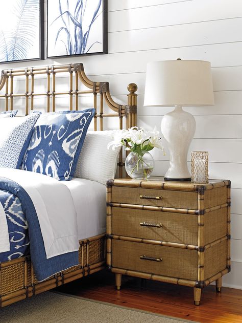 Parrot Cay Nightstand | Lexington Home Brands Tommy Bahama Home, Rattan Bed, Rattan Headboard, Solid Wood Dresser, Lexington Home, Bachelors Chest, Wood Dresser, Lexington Furniture, Dressers And Chests