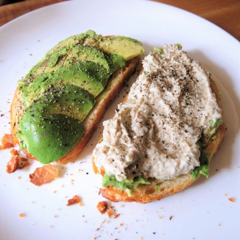 Tuna-Caper Mousse on Toast with Avocado Slices Tuna Mousse Recipe, Avocado And Tuna, Tuna Mousse, Toast With Avocado, Olive Bar, Tuna And Egg, Pate Recipes, Avocado Mousse, Hosting Parties