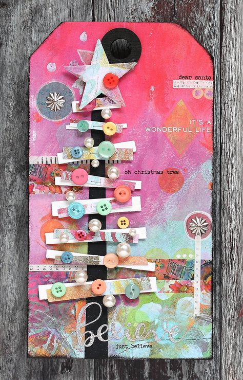 Shari Carroll, Jane Davenport, mixed medium Mixed Media Christmas, Simon Says Stamp Blog, Oh Christmas Tree, Christmas Mix, Mixed Media Cards, Christmas Card Art, Christmas Tree Crafts, Diy Tags, Handmade Tags