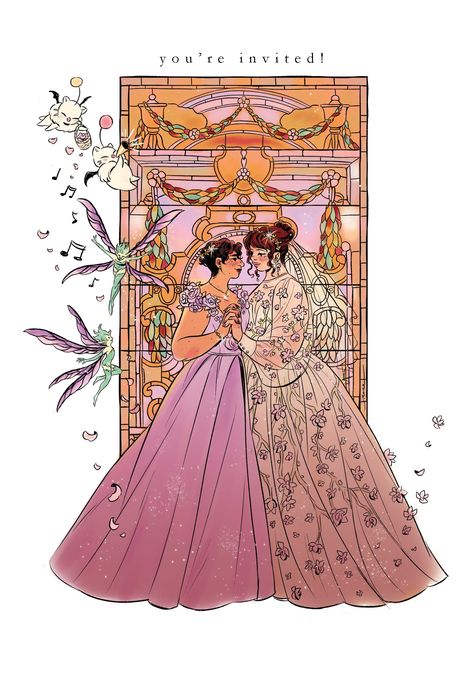 Wlw Wedding, Queer Weddings, Lesbian Art, The Invitation, Queer Art, Amazing Drawings, Gay Wedding, People Illustration, Cute Art Styles