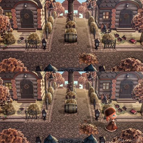 Neighborhood Acnh, Dark Maximalist, Animal Crossing Guide, Animal Crossing Wild World, Island Theme, Spooky Town, Acnh Inspo, Stone Path, New Animal Crossing