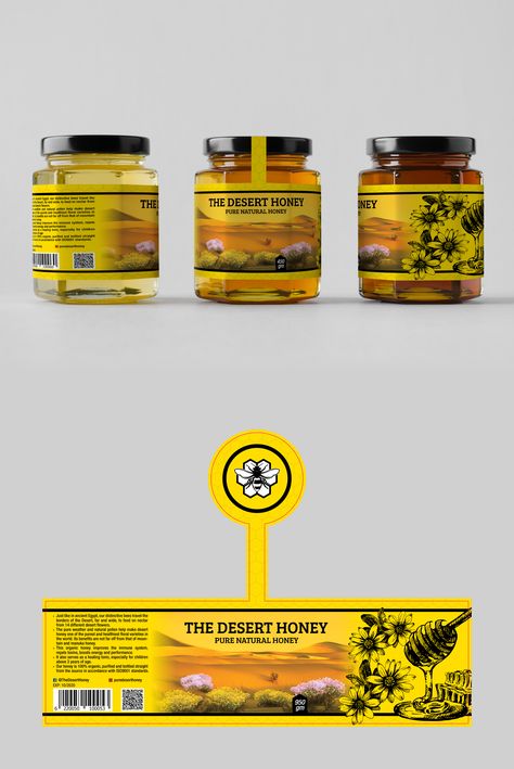 Honey sticker design and printing https://www.behance.net/ahmad-zann #Design_and_printing #Sticker #Sticker_design_and_printing #Ahmadzanndesigner #True_Art_Studios Label Packaging, Honey Labels Design, Honey Sticker Design, Honey Jar Labels Design, Honey Health Benefits, Honey Bottle Label Design, Premium Honey Packaging, Honey Coffee, Honey Label