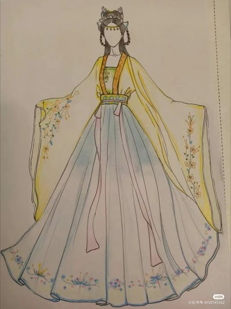 Top Drawings Sketch, Anime Kimono Drawing, Korean Dress Drawing, Chinese Traditional Dress Drawing, Chinese Dress Drawing, Kimono Sketch, Hanfu Drawing, Kimono Illustration, Hanbok Drawing