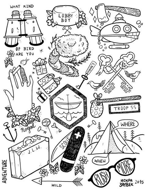 Wes Anderson Tattoo Flash by Iskra Zauvek Second Tattoo, Fan Tattoo, Handpoke Tattoo, Flash Sheet, Tattoo Flash Sheet, Desenho Tattoo, Tattoo Flash Art, Wes Anderson, Arte Inspo