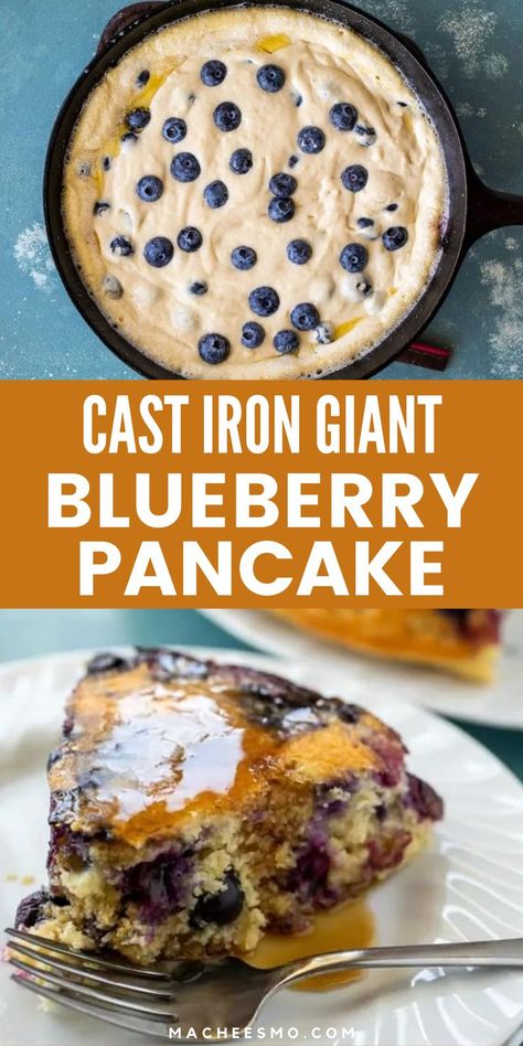 Cast Iron Pancake Recipe, Campfire Biscuits Cast Iron Skillet, Cast Iron Breakfast Skillet, German Pancakes Cast Iron, Blueberry Pancake Casserole, Blueberry Pancake Casserole Breakfast, Blueberry Buckle In Cast Iron Skillet, Dutch Baby Pancake Cast Iron Skillet, Skillet Blueberry Pancake