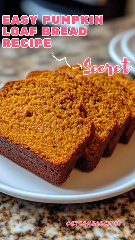 Easy Pumpkin Loaf Bread Recipe | getcakerecipes Single Loaf Pumpkin Bread, Moist Pumpkin Loaf Recipe, One Loaf Pumpkin Bread Recipe, Pumpkin Bread 1 Loaf, Mini Loaf Pumpkin Bread, Pumpkin Bread With Canned Pumpkin, Simple Pumpkin Bread Recipe, Libbys Pumpkin Bread Recipe, Pumpkin Spice Loaf Recipe