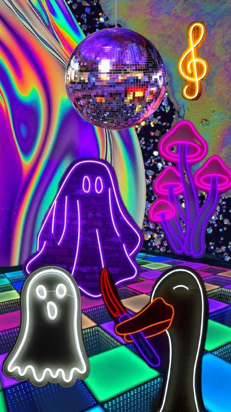 #murderonthedancefloor #neon #disco #murder Haunted Disco, Disco Skeleton, Disco Dance Party, Halloween Disco, Neon Disco, Hex Codes, Disco Dance, Dance Party, Disco Ball