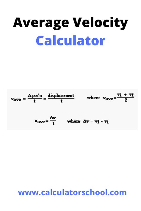 Average velocity can be calculated by dividing total distance covered by total time taken, average velocity is very helpful in calculating speed of varying body for given time intervals. #physics #physicscalculator #calculators #calcualtor #education #student #teachers Education Student, U 2, 7 Habits, Calculator, Chemistry, Physics, Initials, Education