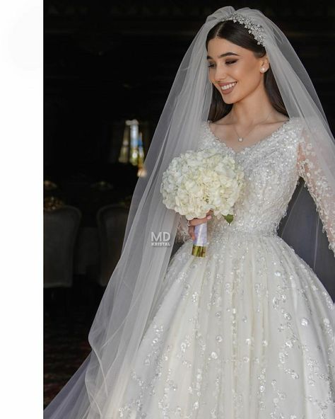 Simple Fancy Wedding Dress, Wedding Gown With Veil Brides, Modest White Wedding Dresses, Wedding Gown And Veil, White Veil Wedding, Simple Royal Wedding Dress, White Wedding Gown With Veil, Simple Bridal Veil, White Wedding Dresses Modest