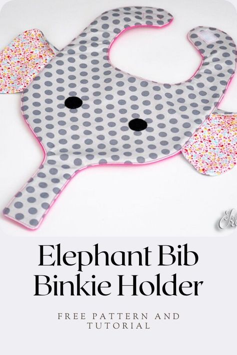 Elephant Bib Binkie Holder FREE pattern and tutorial. The designer has made a bib binkie holder that besides being pretty handy is both fun and cute. And the fantastic idea of making an elephant bib whose trunk holds your little one’s binkie for him/her is perfect. The pattern is for a toddler size bib but the designer is sure you could print it at a smaller size to make it for an infant. Free Baby Bib Patterns To Sew, Pacifier Bib Pattern, Pacifier Holder Pattern, Baby Gift Sewing Projects, Baby Bibs Patterns Free, Best Baby Bibs, Nursery Sewing, Elephant Bib, Diy Baby Bibs