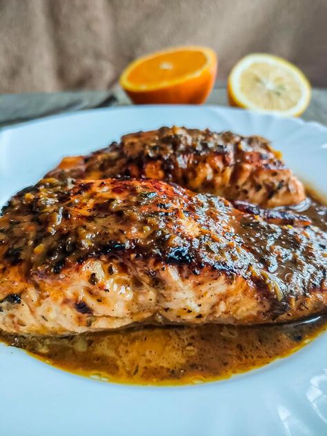 Fried Salmon Recipes, Citrus Butter, Garlic Lemon Butter Sauce, Orange Glazed Salmon, Citrus Glaze, Glazed Vegetables, Citrus Marinade, Salmon Glaze Recipes, Healthy Egg Recipes