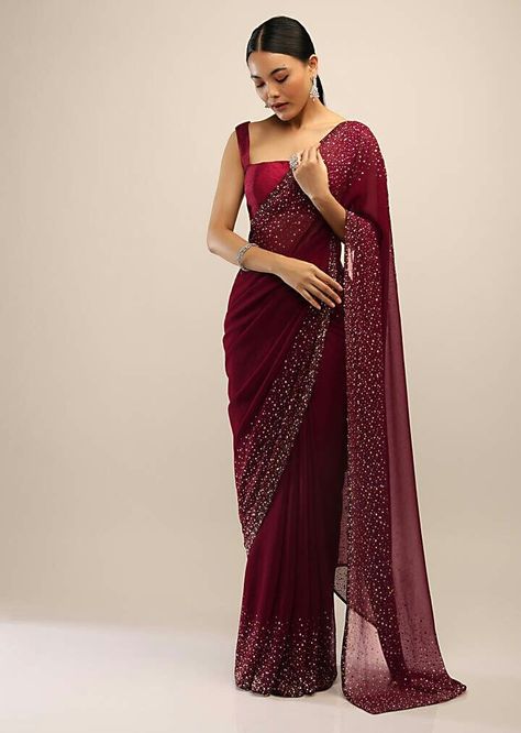 Maroon Saree, Sarees For Girls, Simple Saree Designs, Indian Sari Dress, Fancy Sarees Party Wear, Modern Saree, Traditional Indian Dress, Simple Sarees, Saree Designs Party Wear