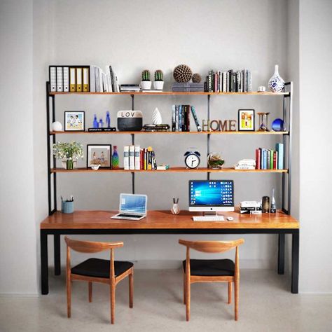 Desktop Computer Desk, Standing Desk Chair, Desk Simple, Desktop Bookshelf, Long Desk, Nordic Bedroom, Bookcase Desk, Desk Writing, Desk Computer