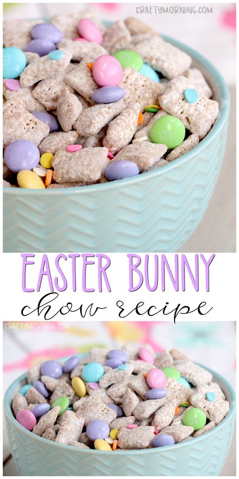 Easter Bunny Chow, Bunny Chow Recipe, Easy Puppy Chow, Easter Sweet Treats, Easter Deserts, Chow Recipe, Muddy Buddies Recipe, Bunny Chow, Easter Appetizers