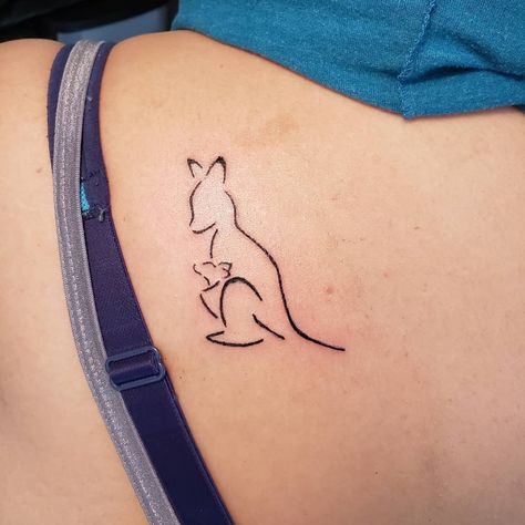 Wallaby Tattoo, Simple Kangaroo Tattoo, Kanga And Roo Tattoo, Baby Kangaroo Tattoo, Kangaroo And Joey Tattoo, Simple Koala Tattoo, Minimalist Koala Tattoo, Australia Tattoo Ideas, One Line Kangaroo Tattoo