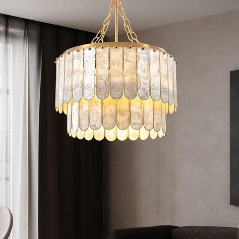 Capiz Chandelier, Capiz Shell Chandelier, Coastal Chandelier, Shell Chandelier, Capiz Shell, Chandelier Bedroom, Chandelier Pendant, 5 Light Chandelier, Gold Chandelier