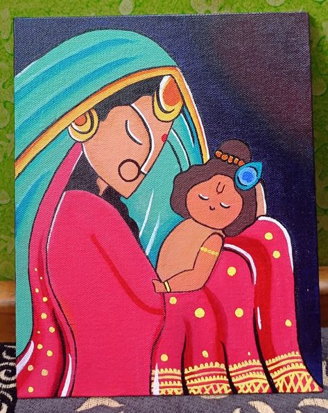 Abstract Painting Of Krishna, Abstract Painting Krishna, Indian Women Painting Easy, Bal Krishna Paintings, Easy Indian Paintings, Indian Modern Art Canvas Painting, Easy God Paintings, Krishna Painting Abstract Canvases, Abstract Painting Of God