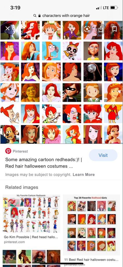 Redhead Brunette Halloween Costumes, Halloween Ideas For Red Hair, 90s Red Head Characters, Orange Hair Halloween Costumes Women, Halloween Costume Ideas Orange Hair, Costumes With Ginger Hair, Auburn Hair Costume Ideas, Orange Hair Cosplay Character, Halloween Costumes For Cherry Red Hair