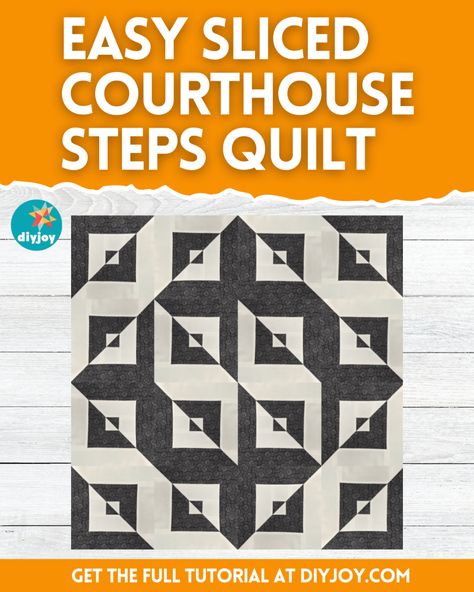 Easy Sliced Courthouse Steps Quilt Block Tutorial Courthouse Steps Quilt Block, Courthouse Steps Quilt Pattern, Fall Hanging Baskets, Courthouse Steps Quilt, Disappearing Blocks, Missouri Star Quilt Tutorials, Charity Quilts, Diy Dish, Diy String Lights