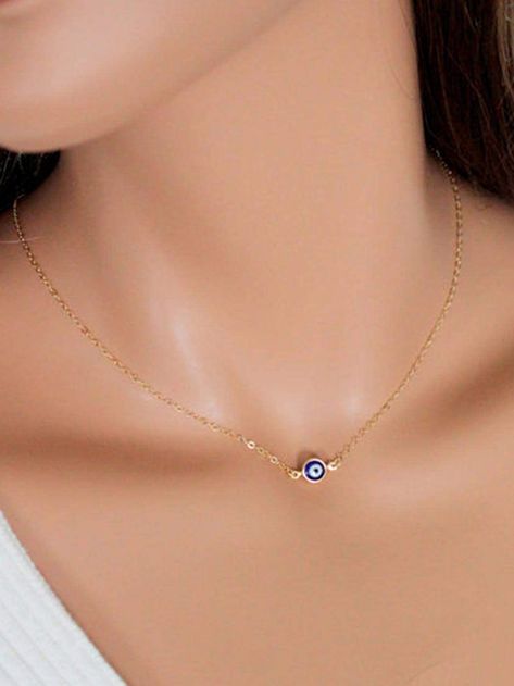 Devil Eyes, Gold Clothing, Fine Gold Necklace, Eye Pendant Necklace, Vintage Punk, Protection Necklace, Blue Evil Eye, Eye Pendant, Evil Eye Pendant