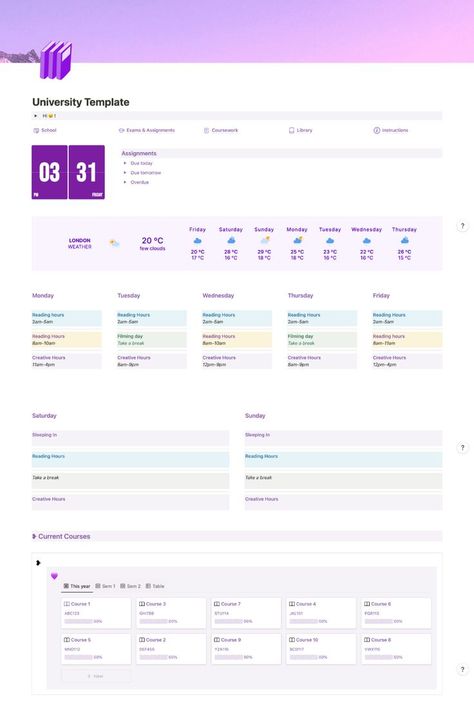 Simple, No distraction university template to help you focus on what really matters. This template allows you to keep track of your credits, grades, assignments and syllabi. Notation Template Aesthetic School, Student Planner Notion Template Free, University Notion Template Free, Notion Purple Template, Free Notion Templates Aesthetic Student, Notion University Template, Learn Notion, University Notion, Notion 2023