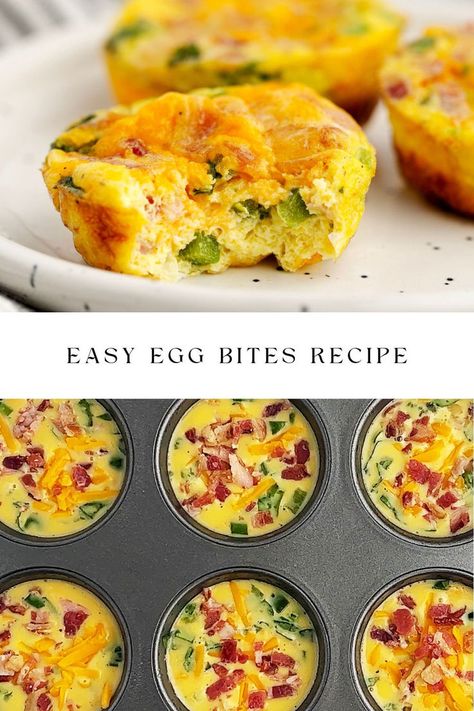 Easy Egg Bites Recipe Egg Bites Muffin Tin, Best Way To Meal Prep, Meal Prep Eggs, Healthy Egg Bites, Easy Egg Bites, Easy Egg Breakfast, Eggs For Breakfast, Egg Bites Recipe, Egg Muffins Breakfast