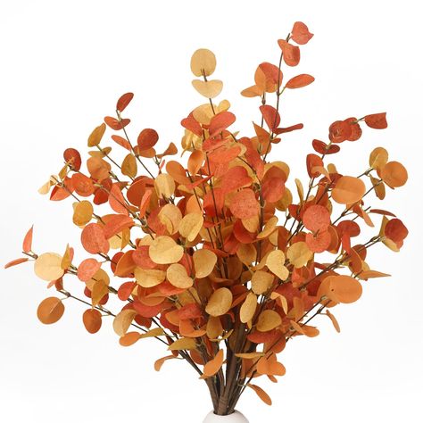 PRICES MAY VARY. Size and Quantity: Each fall eucalyptus stems is about 27.5 inch tall and there are 6 pack in each package. Bentable Lush Branches:These fall stems and branches are bendable, so you can easily create a variety of shapes, and the lush branches can meet your various decorative needs likes puting in a vase or DIY a wreath with it. Fall Decoration for Home: Place autumn picks in a vase alongside vibrant, warm-toned faux florals for a lush autumnal display. Maintenance & Guarantee: H Fall Flower Arrangements For Home, Fall Vase Filler, Fall Branches, Fall Vase, Branches Decor, Fall Eucalyptus, Fall Stems, Fall Floral Decor, Eucalyptus Stems