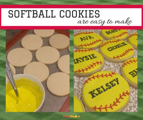 Team Snacks Softball, Softball Craft Ideas, Softball Dessert Ideas, Softball Team Party Ideas, Softball Food Ideas, Softball Cupcakes Ideas, Softball Cakes For Girls Birthdays, Softball Treats For Team, Softball Cake Ideas