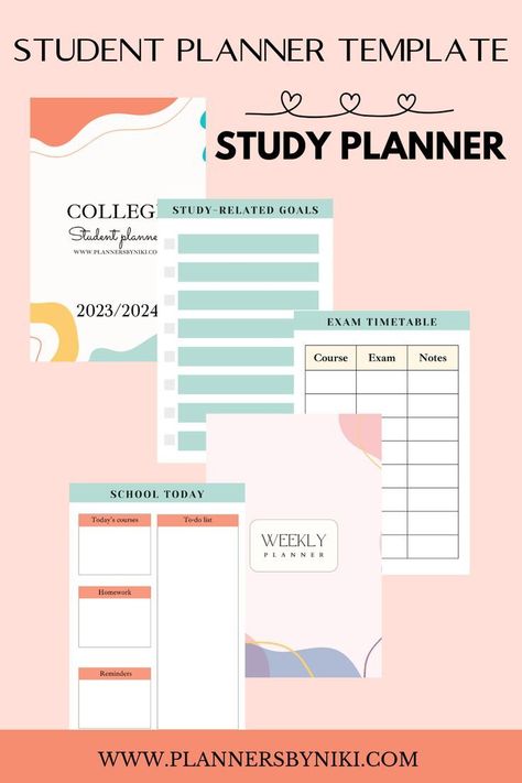 Student planner, weekly planner, study planner, student planner template, free student planner! lessonplanner #printableramadanplanner #plannerorganization #plannergirl🎆 Free Student Planner, Student Planner Template, Homeschool Student Planner, Study Planner Printable Free, Planner Template Free, Student Daily Planner, Planner Template Weekly, Student Weekly Planner, Study Planner Printable