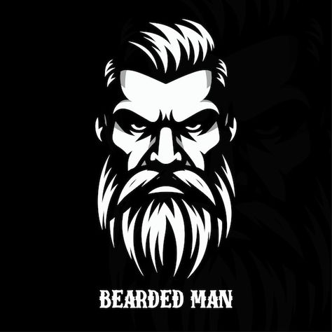 Bearded man | Premium Vector #Freepik #vector #man #beard #bearded #manly Beard Logo Design, Beard Logo, Beard Designs, Beard Art, Skull Sketch, Knight Logo, Man Beard, Disney Drawings Sketches, Logo Character