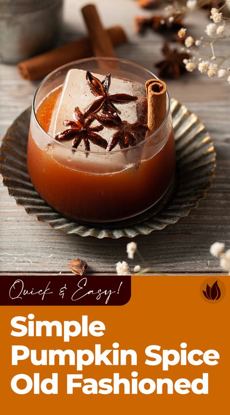 This Pumpkin Spice Old Fashioned is a fun Fall take on a classic cocktail, bringing festive pumpkin pie spice to every sip. Pumpkin Spice Old Fashioned, Fall Old Fashioned, Cozy Hot Drinks, Pumpkin Spice Cocktail, Spiced Cocktail, Pumpkin Drinks, Hearty Dinner Recipes, Maple Pumpkin, Homemade Pumpkin Spice