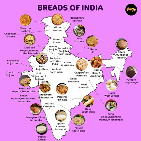 Indian Recipes Written, Indian Food Explained, Different Types Of Breads, Traditional Food Of India, Indian Food Drawing, Indian Diversity, Food Recipes Instant Pot, Types Of Breads, Food Of India