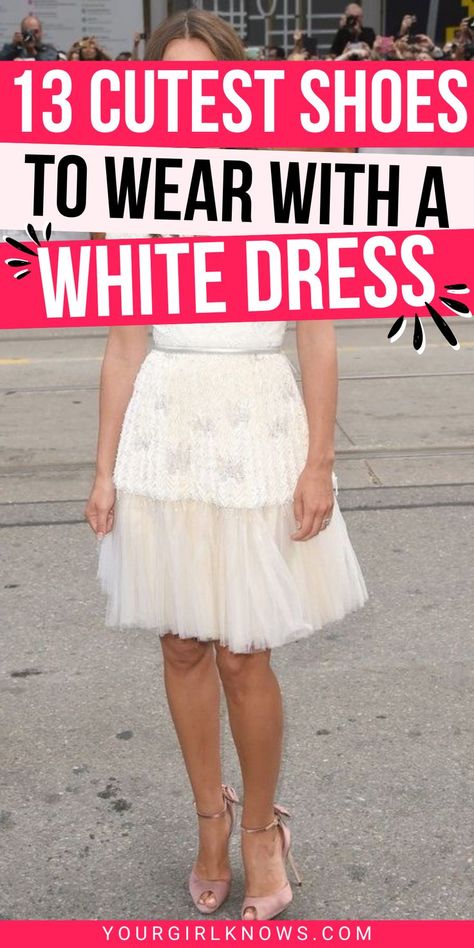 When it comes to what shoes to wear with a white dress, the options are endless! Here are 14 different shoe styles that will look great with your next white dress. From sandals to heels, there's something for everyone in this roundup. So don't stress about what shoes to wear with a white dress - just scroll through and find your perfect style! Shoes For A Cream Dress, White Dress With Sandals Outfit, Shoes To Match White Dress, Shoes For White Dresses, Shoes For A Line Dress, Assesories For White Dress, Shoes To Go With White Dress, Shoes With White Dress What Color, Shoes For Graduation Ceremony