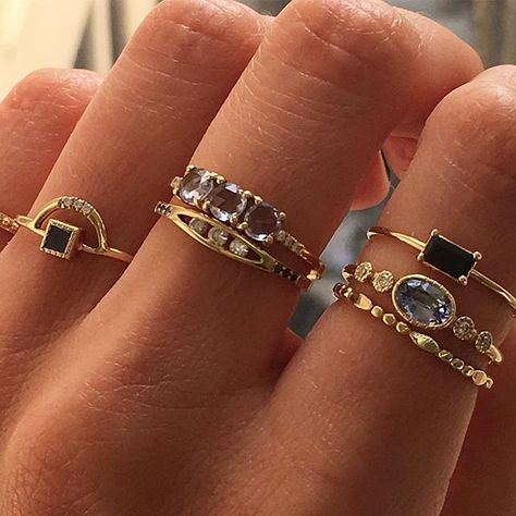 Jennie Kwon Designs stacking rings Indie Jewelry, Dope Jewelry, Hand Jewelry, Rings Jewelry, Girly Jewelry, Delicate Rings, Dream Jewelry, Jewelry Inspo, Dainty Jewelry