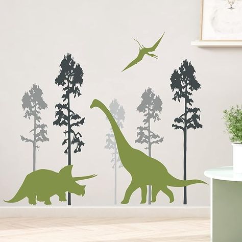 Amazon.com: Giant Green Dinosaur Wall Decals Jungle Black Tree Wall Stickers DIY Removable Big Pin Trees Dinosaurs Nature Forest Wall Art Decor for Kids Teens Bedroom Living Room Nursery Playroom Decoration DT-67 : Baby Playroom Decoration, Teens Bedroom, Dinosaur Wall Decals, Tree Branch Wall, Living Room Nursery, Green Dinosaur, Giant Tree, Diy Arrangements, Nursery Playroom