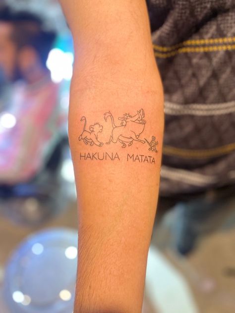 Simba Timon And Pumba Tattoos, Timon Pumba Simba Tattoo, Timone Pumba Tattoo, Loin King Tattoos, A Kuna Matata Tattoo, Lion King Quote Tattoos, Disney Tattoos Lion King, Small Lion King Tattoo, Simba Tattoo Lion King