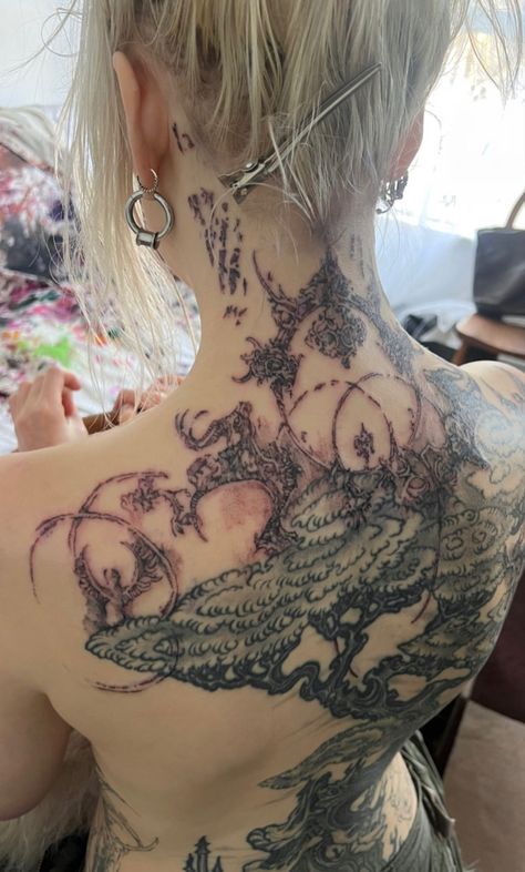 Baroque Tattoo, Full Back Tattoo, Artsy Tattoos, Sigil Tattoo, Sick Tattoo, Wicked Tattoos, Full Back Tattoos, Body Tattoo, Full Body Tattoo