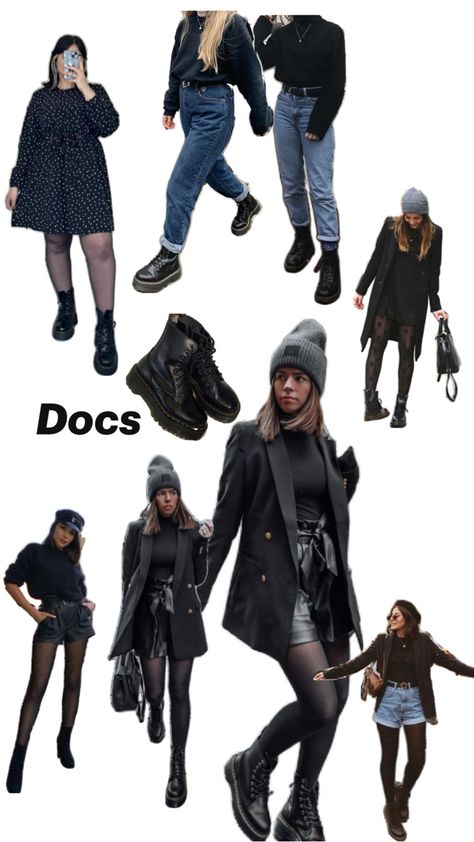 Doc Marten Boots Doc Martin Skirt Outfit Winter, Curvy Dr Martens Outfit, Dr Martens With Socks, Docs Platform Outfit, Docs Chelsea Boots Outfit, Dr Martens Outfit Winter Casual, Girly Doc Martens Outfit, Doc Martens Leona Outfit, Feminine Doc Marten Outfits