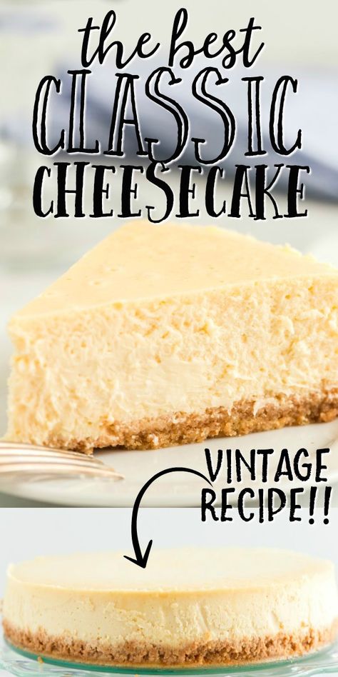 Best Cheesecake Crust Recipe, Homemade Baked Cheesecake, Vintage Cheesecake Recipes, No Bake Plain Cheesecake, Best Plain Cheesecake Recipe, Plain Cheesecake Recipes, Chesses Cake Recipe, No Fail Cheesecake Recipe, Easy Baked Cheesecake Recipes