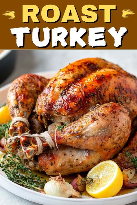 This classic roast turkey recipe is perfect for holidays, dinner parties, or any gathering! Seasoned with garlic and fresh herbs, you can't go wrong with this timeless recipe. Best Turkey Brine, Brined Turkey Breast, Dry Brine Turkey, Dry Brine, Moist Turkey, Turkey Brine Recipes, Roast Turkey Recipes, Turkey Brine, Brine Recipe