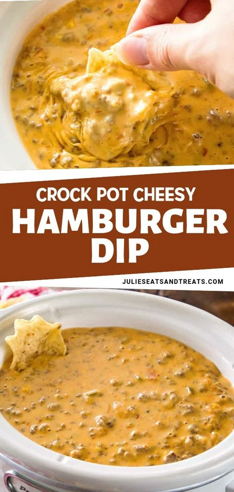 Cheesy Hamburger Dip, Best Cheese Dip, Hamburger Dip, Crockpot Appetizers, Beer Cheese Dip, Dip Recipes Easy, Best Cheese, Cheese Dip, Dip Recipe