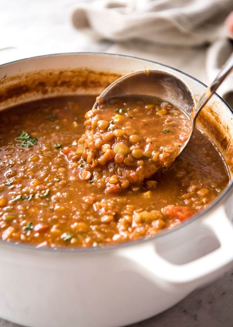 Why settle for a bland Lentil Soup when you make a standout one? Just a hint of spices and finishing it off with lemon zest makes all the difference! www.recipetineats.com Lentil Recipes Dinner, Recipes With Chicken Bouillon, Blended Lentil Soup, Brown Lentil Soup Recipe, Low Sodium Lentil Recipes, What To Do With Lentils, Brown Lentils Recipe, Simple Lentil Recipes, Lentil Soup Recipe Instant Pot