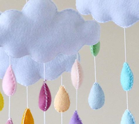 £40 Cloud Mobile Nursery, Cloud Decor, Cloud Nursery, Rainbow Mobile, Mobile Hanging, Diy Baby Mobile, Baby Mobil, Girl Nursery Themes, Cloud Decoration