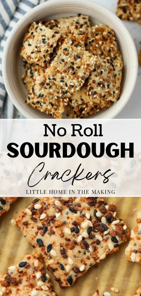 These sourdough discard crackers are the easiest ones to make - period! Just mix up leftover sourdough starter with butter (or olive oil), spread on a baking sheet, sprinkle with salt (or your favorite toppings), bake and enjoy! These stay crispy for a week (and beyond) and are the ultimate way to use sourdough discard. Perfect for snacking! Sourdough Discard Crackers, Discard Crackers, Sourdough Crackers, Freezer Prep, Recipe Using Sourdough Starter, Cracker Recipe, Discard Recipe, Sourdough Bread Starter, Sourdough Starter Discard Recipe