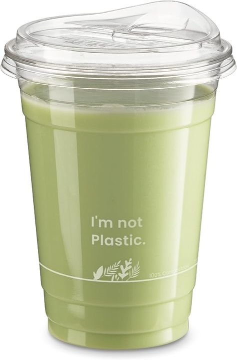 Amazon.com: [50 Pack] 16 oz Compostable Clear Cups with Sip Lids, Plant Based Biodegradable Strawless Cups, Recyclable Iced Coffee Cup, Disposable Eco-Friendly Cold Cup for Party, Juice, Milkshake, Beer, Tea : Health & Household Cold Coffee Cup Design, Eco Coffee Cup, Party Juice, Biodegradable Cups, Plastic Coffee Cups, Eco Friendly Cups, Opening A Coffee Shop, Tea Health, To Go Coffee Cups