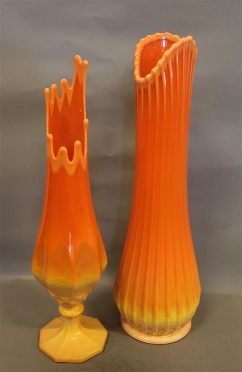 Vintage Orange Glassware, Swung Vases, Beautiful Glassware, Mid Century Glassware, Antique Vase, Vintage Art Glass, Gorgeous Glass, Glass Vases, Vintage Vases