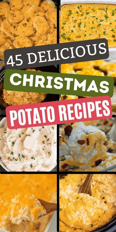 45 Christmas Potato Recipes that are perfect for your holiday meal. Enjoy the best comfort food when you make these Christmas Potato dishes. From hashbrown casserole with lots of gooey cheese to loaded potato casserole with a yummy sour cream and butter mixture, you can't go wrong with potato dishes. Delicious potato recipes that are easy to make. #christmasonadime #christmaspotatorecipes #potatorecipes Christmas Side Dishes Potato, Cheesy Christmas Potatoes, Christmas Eve Dinner Potatoes, Best Christmas Potatoes, Christmas Brunch Potatoes, Potato Christmas Recipes, Potato Dish For Christmas, Christmas Eve Potatoes, Christmas Easy Side Dishes