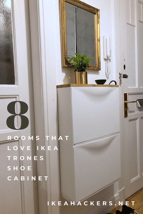 8 rooms that love an IKEA wall mounted shoe cabinet. How to use IKEA TRONES shoe boxes all around the house. Ikea Trones Shoe Cabinet Hack, Ikea Trones Kitchen, Thrones Ikea Shoe Storage, Trones Ikea Hack Entryway, Ikea Trones Ideas, Ikea Wall Mounted, Trones Ikea Hack, Trones Ikea, Ikea Shoe Storage