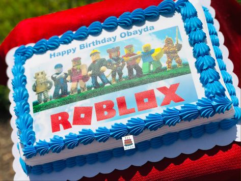 #birthday #cake #party #blue #roblox #birthdayparty #birthdaycake Roblox Sheet Cake, Roblox Cakes, Roblox Birthday Cake, Birthday Party Menu, Cake Designs For Boy, 9th Birthday Cake, Roblox Party, 7th Birthday Cakes, Roblox Cake