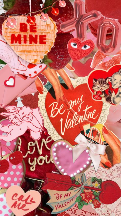 Valentines Day Collage, Valentines Collage, Valentine Collage, B&m Wallpaper, Fun Templates, Valentines Aesthetic, Valentine Wallpaper, Storybook Cosmetics, February Wallpaper